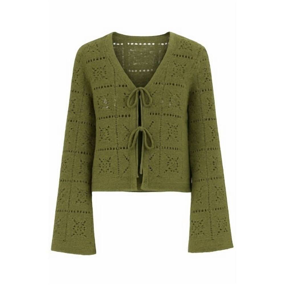 NEW ANOTHER LOVE women's daisy flowing bell sleeves cardigan in green